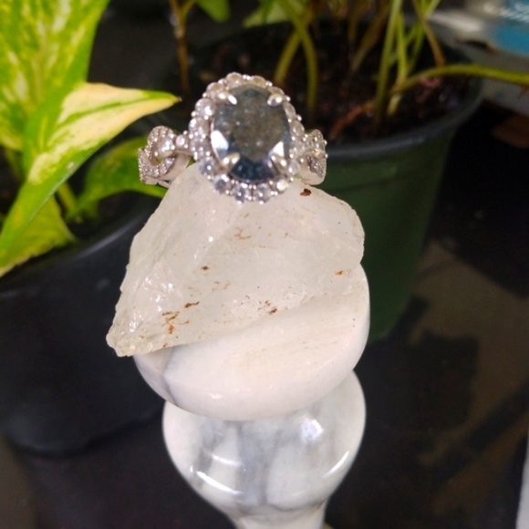 Black Onyx Ice Crystal sterling silver custom ring - Picture 2 of 4